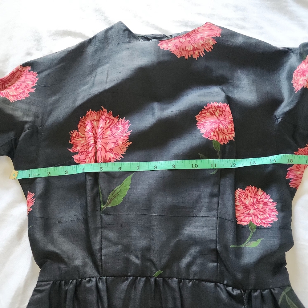 Vintage Silk Black Floral Print Dress Fashioned by Martha Clyde New York - Picture 6 of 10
